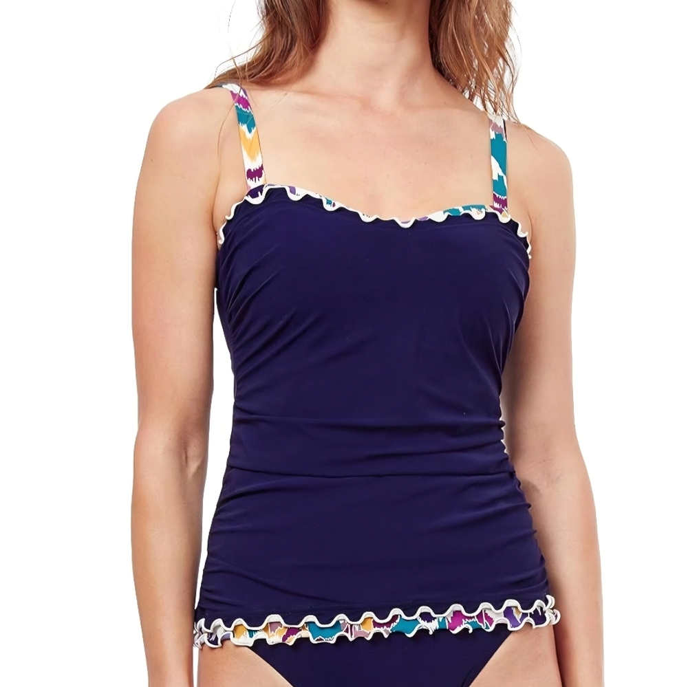 GOTTEX🦋 PRETTY WILD RUFFLE TANKINI (E-CUP) SIZE 32E